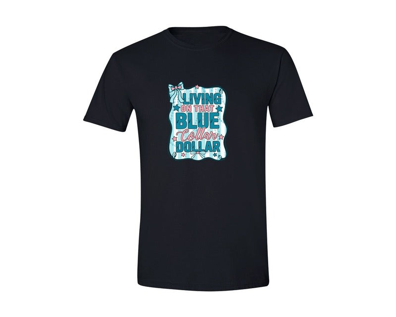 brand:Generic|color:Black|Blue Collar Dollar Preppy Western Graphic T-Shirt