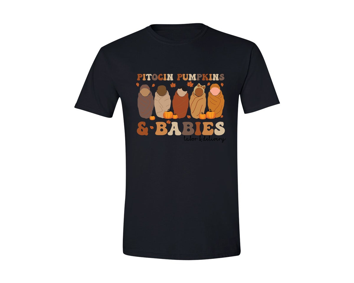 brand:Generic|color:Black|Pitocin Pumpkins Babies Graphic T-Shirt