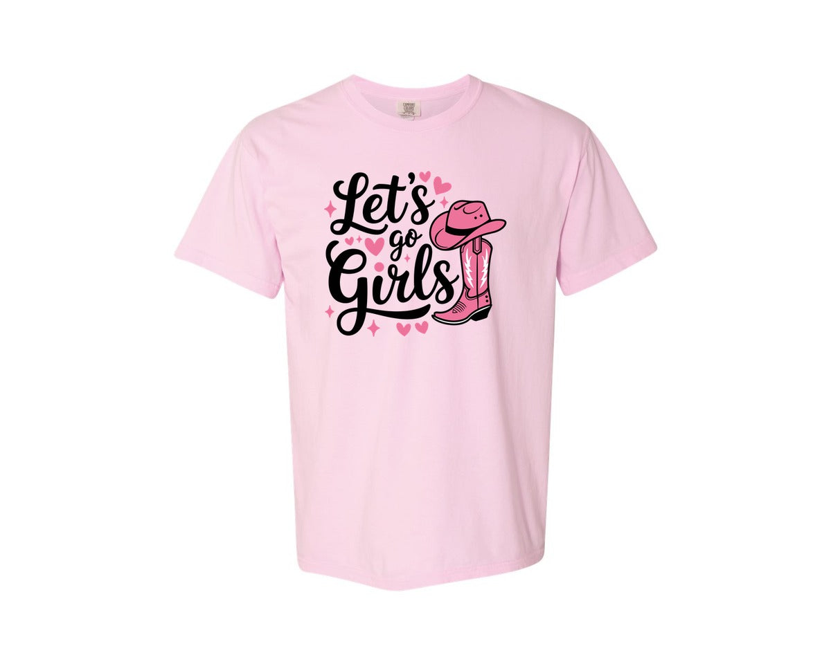 brand:Comfort Colors|color:Blossom|Lets Go Girls Western Cowgirl Graphic T-Shirt