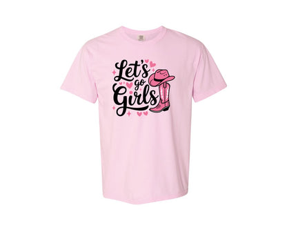 brand:Comfort Colors|color:Blossom|Lets Go Girls Western Cowgirl Graphic T-Shirt