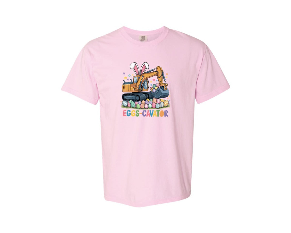 brand:Comfort Colors|color:Blossom|Eggs Cavator Easter Excavator 3 Graphic T-Shirt