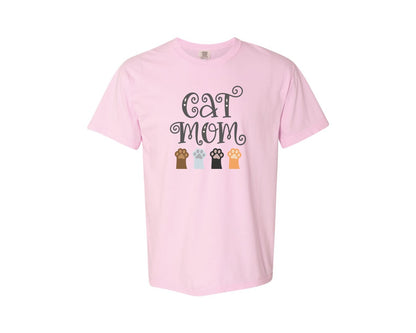 brand:Comfort Colors|color:Blossom|Cat Mom Cute Crazy Cat Lady Quote 2 Graphic T-Shirt