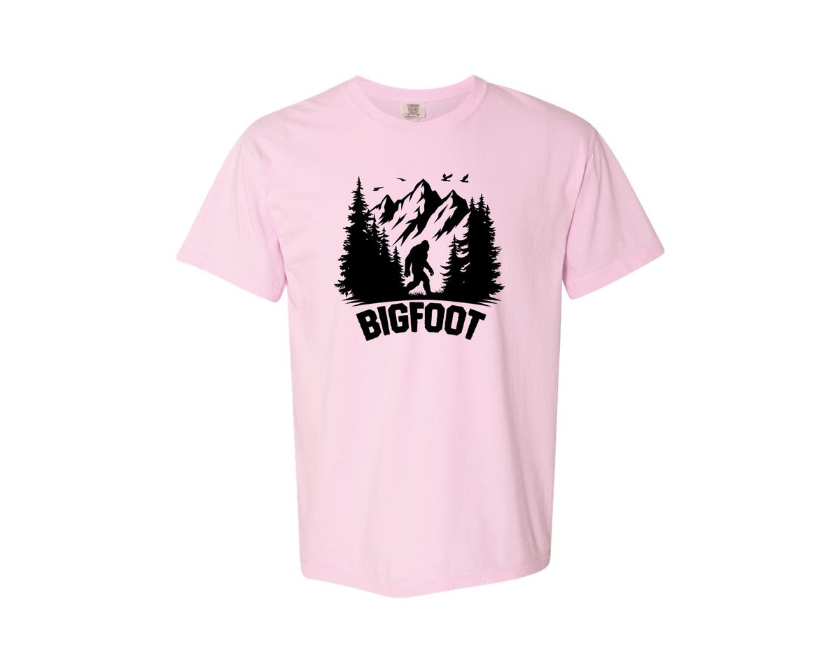 brand:Comfort Colors|color:Blossom|Retro Bigfoot Silhouette Pixel Art Graphic T-Shirt