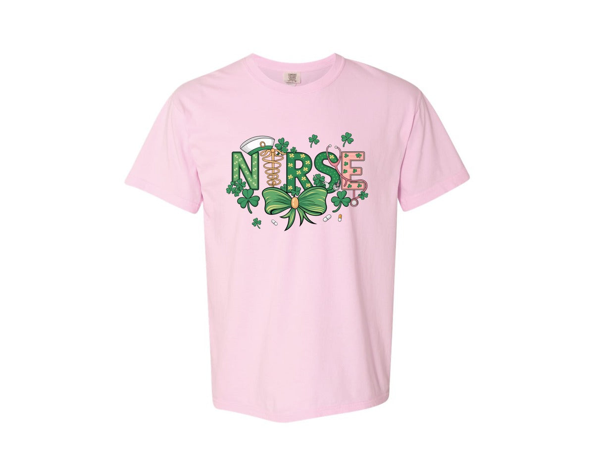 brand:Comfort Colors|color:Blossom|St Patricks Day Nurse Lucky Nurse 6 Graphic T-Shirt