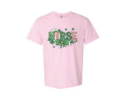 brand:Comfort Colors|color:Blossom|St Patricks Day Nurse Lucky Nurse 6 Graphic T-Shirt