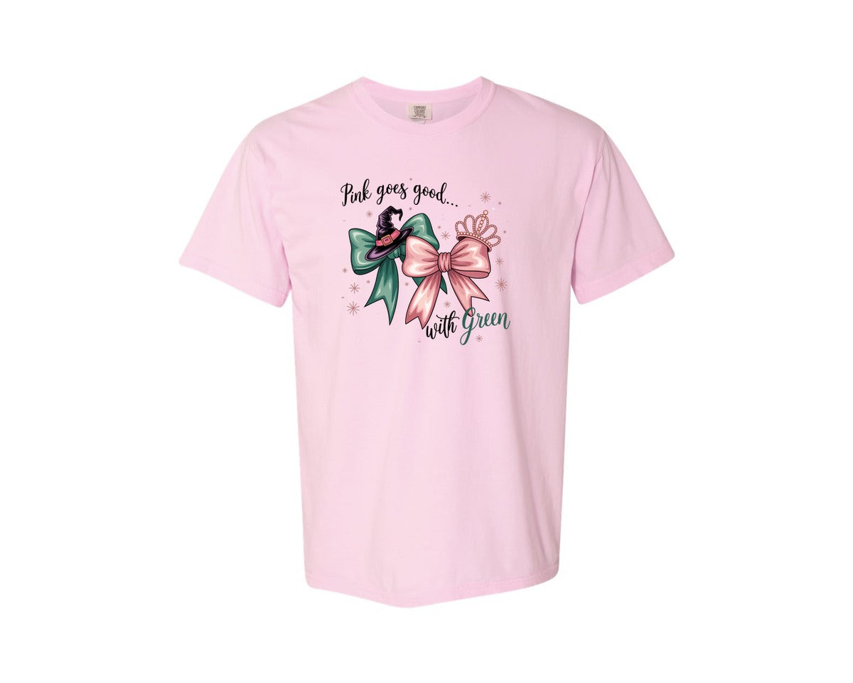 brand:Comfort Colors|color:Blossom|Pink Goes Good With Green 4 Graphic T-Shirt