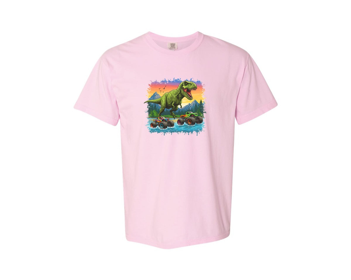 brand:Comfort Colors|color:Blossom|Dinosaur Monster Truck T Rex Graphic T-Shirt