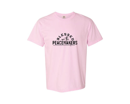 brand:Comfort Colors|color:Blossom|Blessed Are The Peacemakers Sleeve 3 Graphic T-Shirt