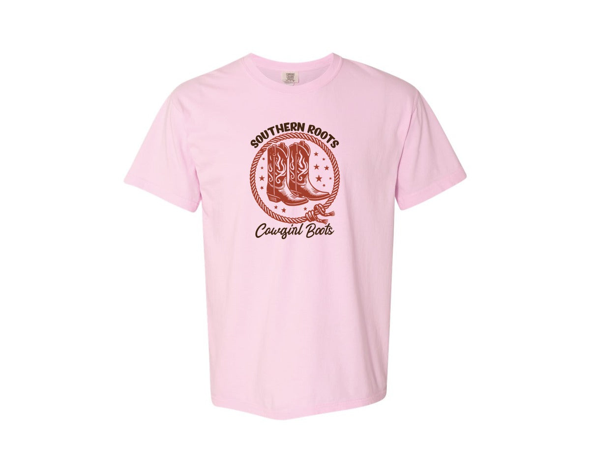 brand:Comfort Colors|color:Blossom|Southern Roots Cowgirl Boots Cowgir Graphic T-Shirt