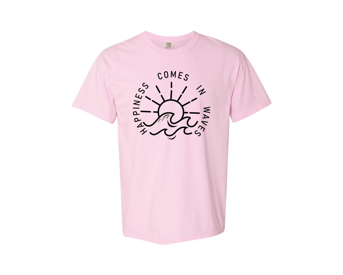 brand:Comfort Colors|color:Blossom|Happiness Comes In Waves Graphic T-Shirt