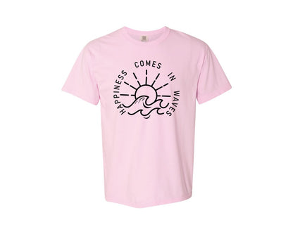 brand:Comfort Colors|color:Blossom|Happiness Comes In Waves Graphic T-Shirt