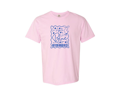 brand:Comfort Colors|color:Blossom|In April We Wear Blue Autism 2 Graphic T-Shirt