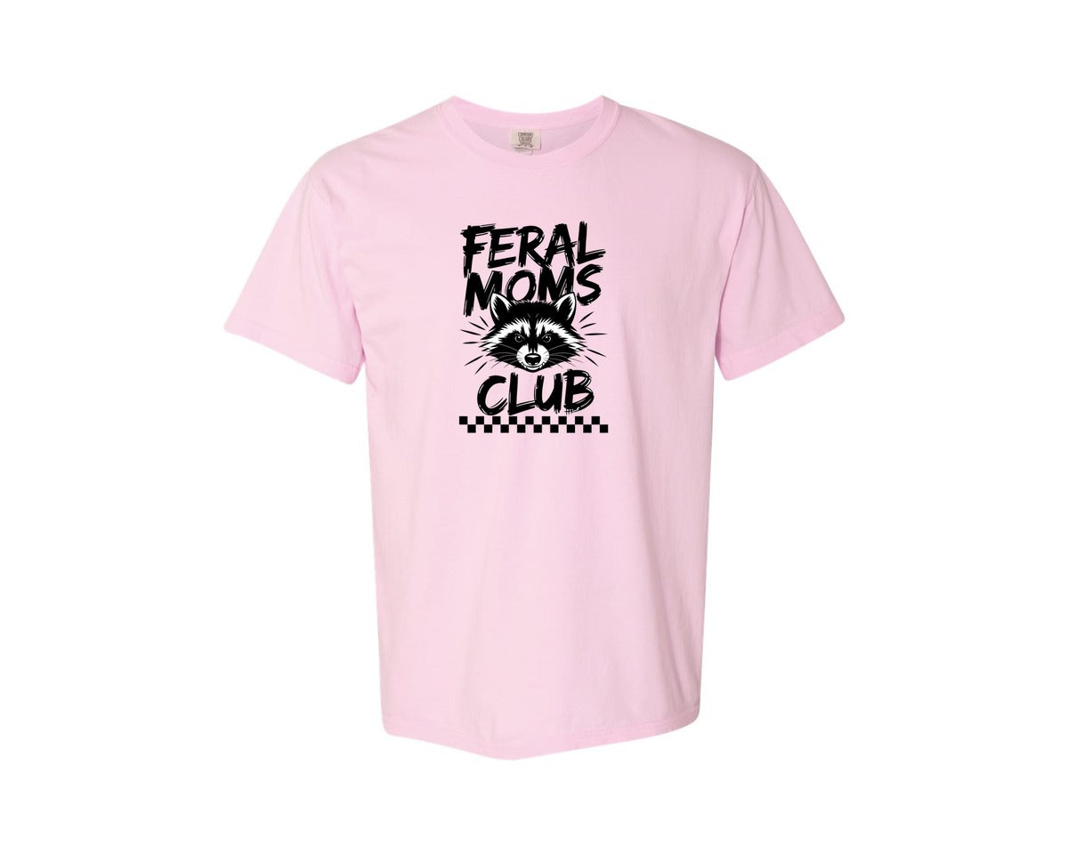 brand:Comfort Colors|color:Blossom|Feral Moms Club Mom Life Raccoon Graphic T-Shirt
