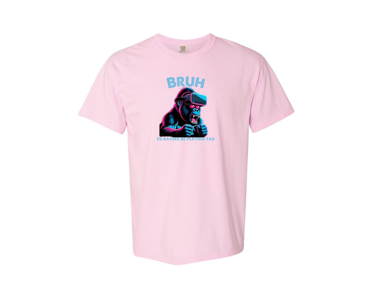 brand:Comfort Colors|color:Blossom|Bruh Id Rather Be Playing Tag T Shirt Graphic T-Shirt