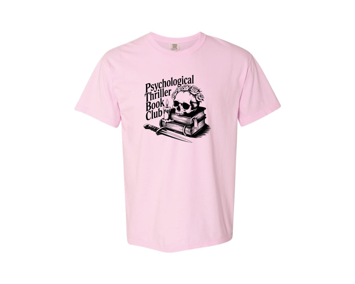 brand:Comfort Colors|color:Blossom|Psychological Thriller Book Club T S Graphic T-Shirt