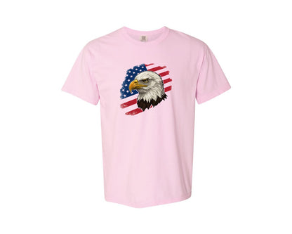 brand:Comfort Colors|color:Blossom|American Eagle With Flag Patriotic Graphic T-Shirt