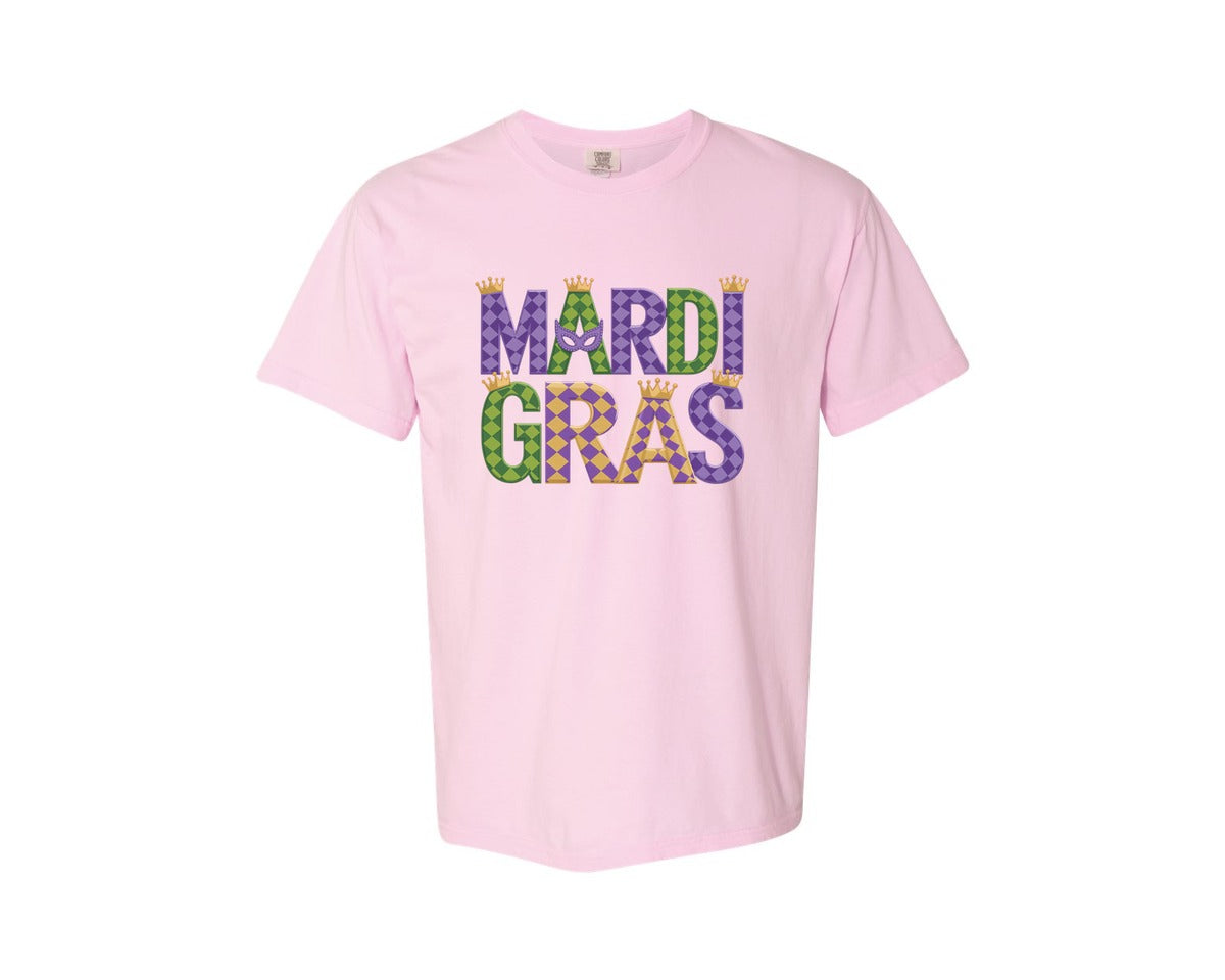 brand:Comfort Colors|color:Blossom|Mardi Gras Festive Des Graphic T-Shirt