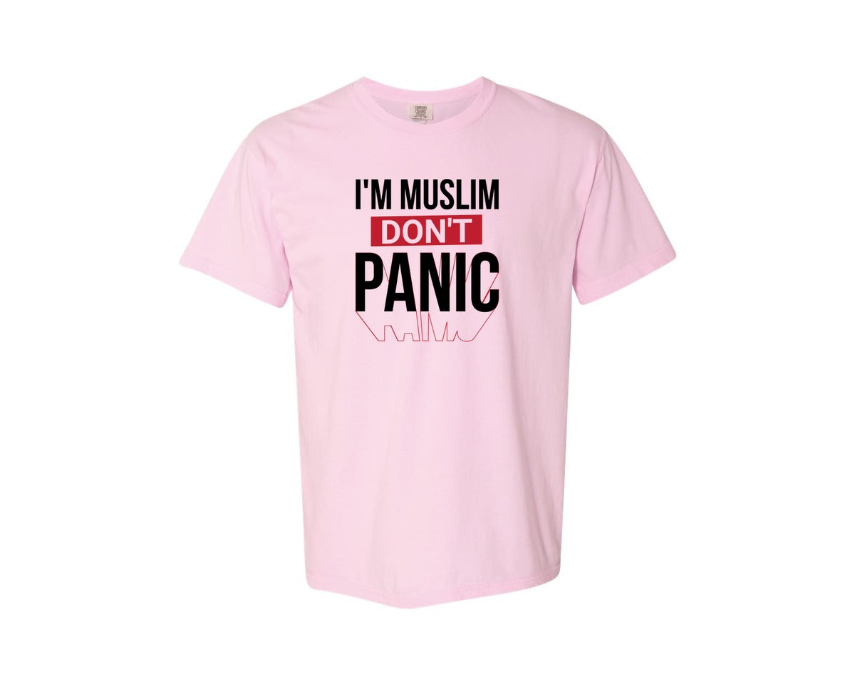 brand:Comfort Colors|color:Blossom|Im Muslim Dont Panic Muslim Quote Is Graphic T-Shirt