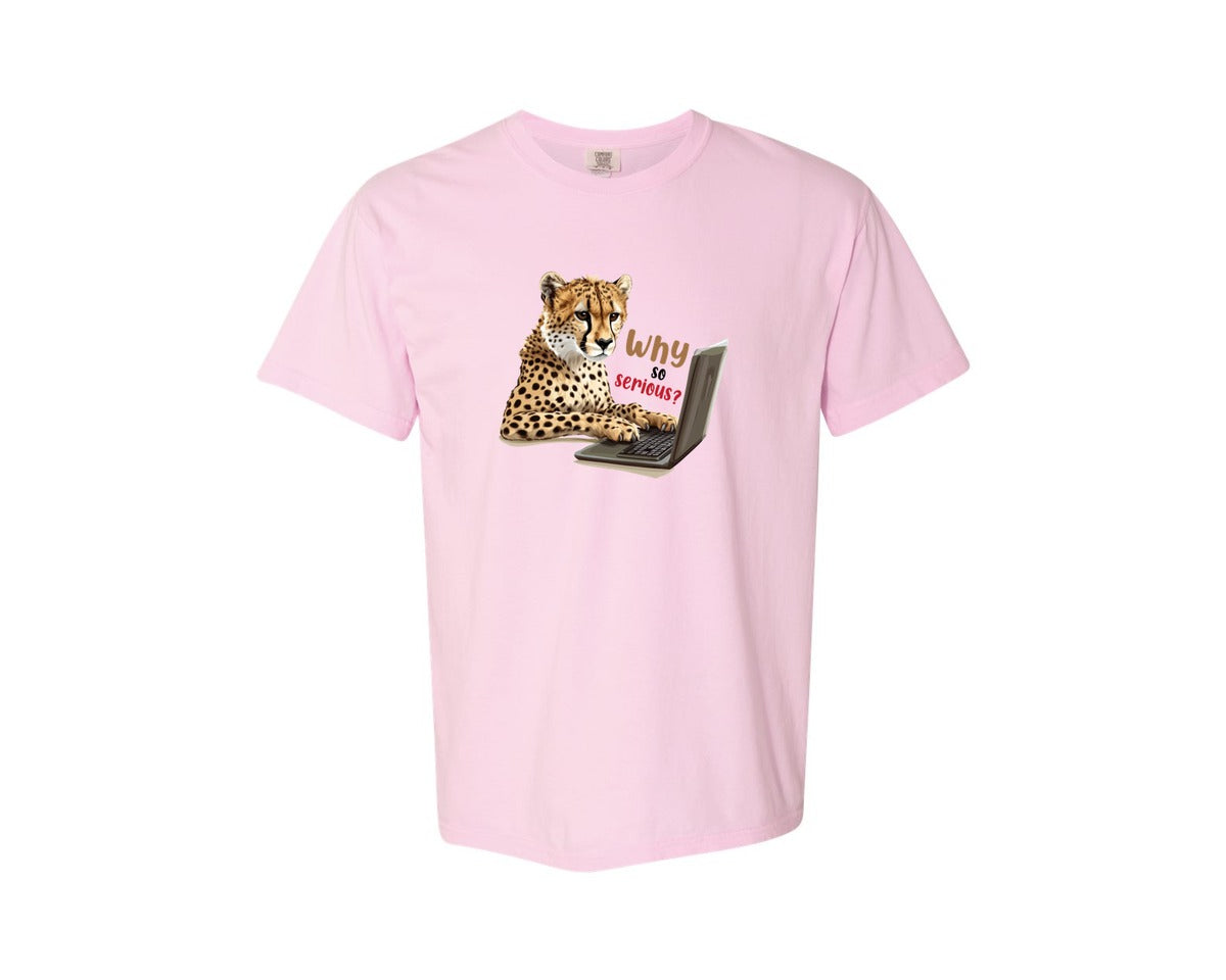 brand:Comfort Colors|color:Blossom|Tiger Typing On A Laptop T Shirt Print Graphic T-Shirt