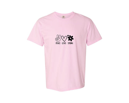 brand:Comfort Colors|color:Blossom|Peace Love Spring 4 Graphic T-Shirt