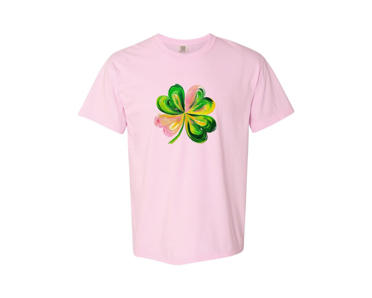 brand:Comfort Colors|color:Blossom|Brushstroke Shamrock Graphic T-Shirt