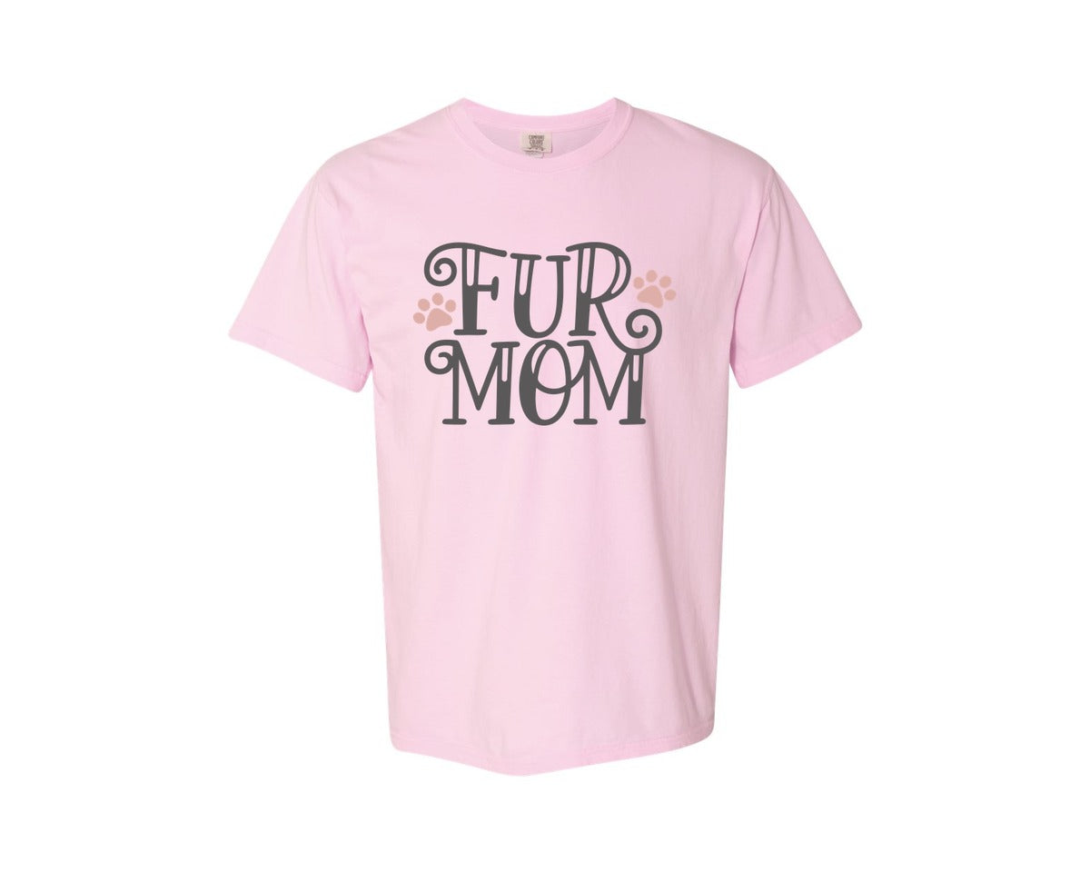 brand:Comfort Colors|color:Blossom|Fur Mom Cute Crazy Cat Lady Quote 2 Graphic T-Shirt