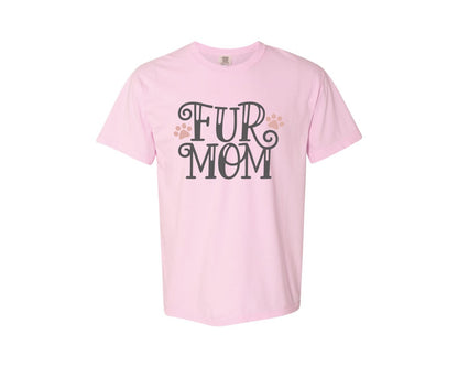brand:Comfort Colors|color:Blossom|Fur Mom Cute Crazy Cat Lady Quote 2 Graphic T-Shirt
