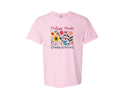 brand:Comfort Colors|color:Blossom|Praying Mama Raising Warriors Boho Graphic T-Shirt