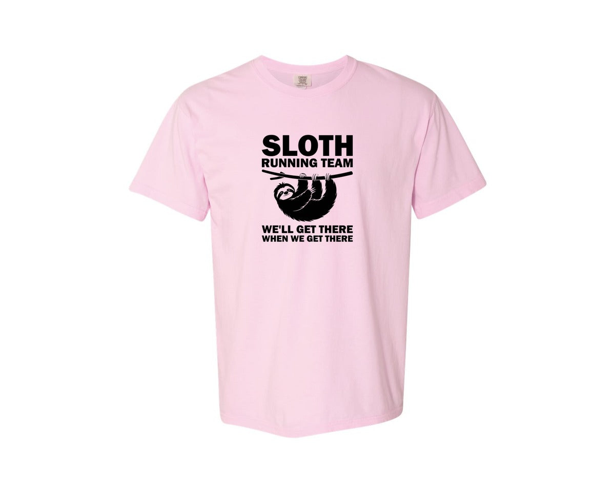 brand:Comfort Colors|color:Blossom|Sloth Running Team T Shirt 2 Graphic T-Shirt