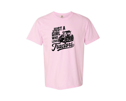 brand:Comfort Colors|color:Blossom|Just A Girl Who Loves Tractors T Shi Graphic T-Shirt
