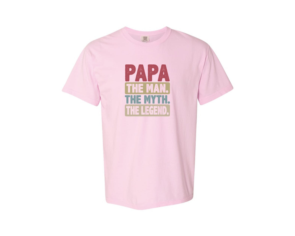 brand:Comfort Colors|color:Blossom|Papa Shirt Father Shirt Graphic T-Shirt
