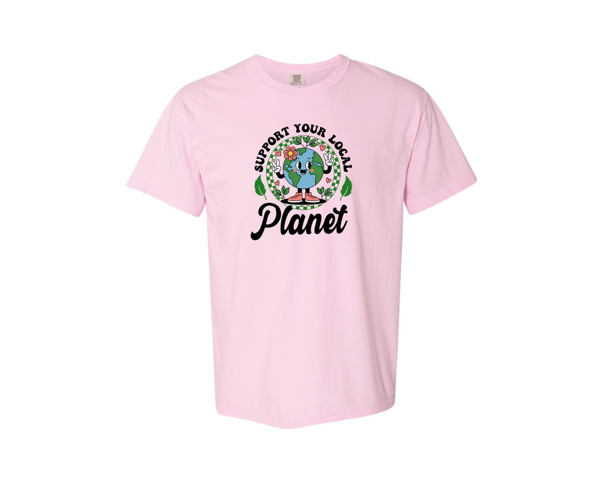 brand:Comfort Colors|color:Blossom|Earth Day Support Your Local Planet 2 Graphic T-Shirt