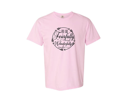 brand:Comfort Colors|color:Blossom|You Are Fearfully And Sleeve Design Graphic T-Shirt
