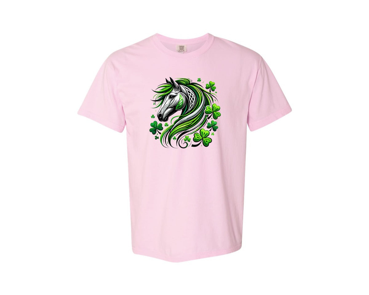 brand:Comfort Colors|color:Blossom|St Patricks Day Horse Lucky Graphic T-Shirt
