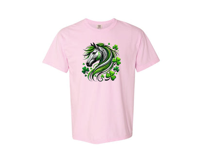 brand:Comfort Colors|color:Blossom|St Patricks Day Horse Lucky Graphic T-Shirt