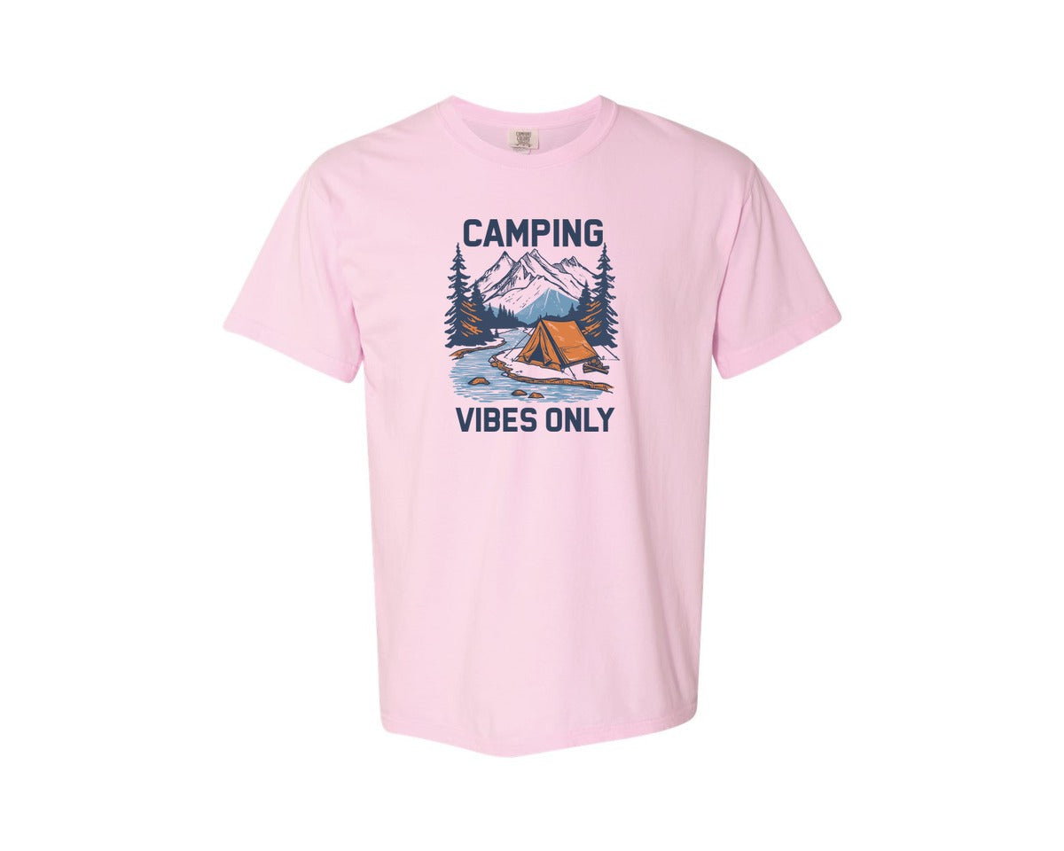 brand:Comfort Colors|color:Blossom|Camping Vibes Only Outdoor Adventure Tee Graphic T-Shirt