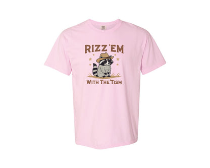 brand:Comfort Colors|color:Blossom|Raccoon Funny Raccoon Rizz Em Graphic T-Shirt