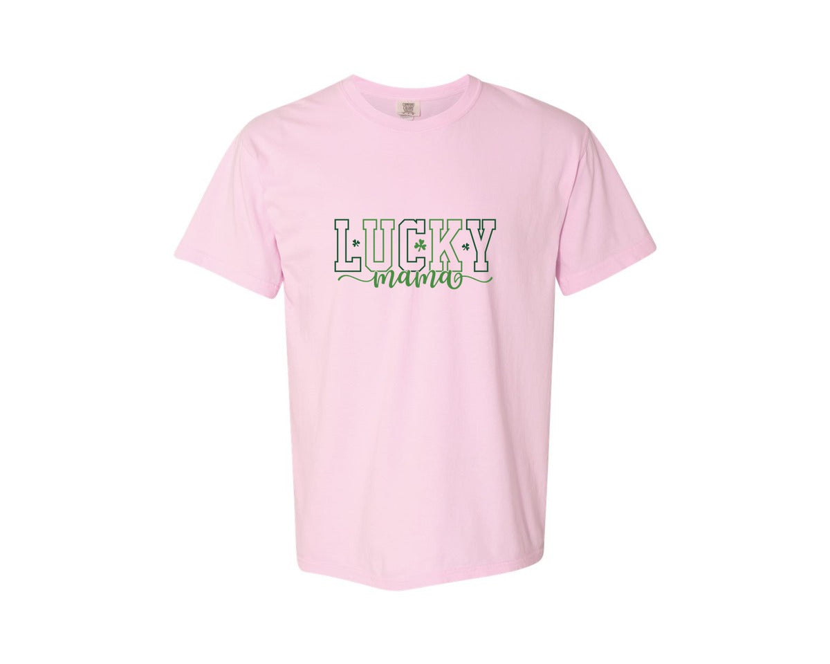brand:Comfort Colors|color:Blossom|Shamrock Lucky Mama St Patricks Day Graphic T-Shirt