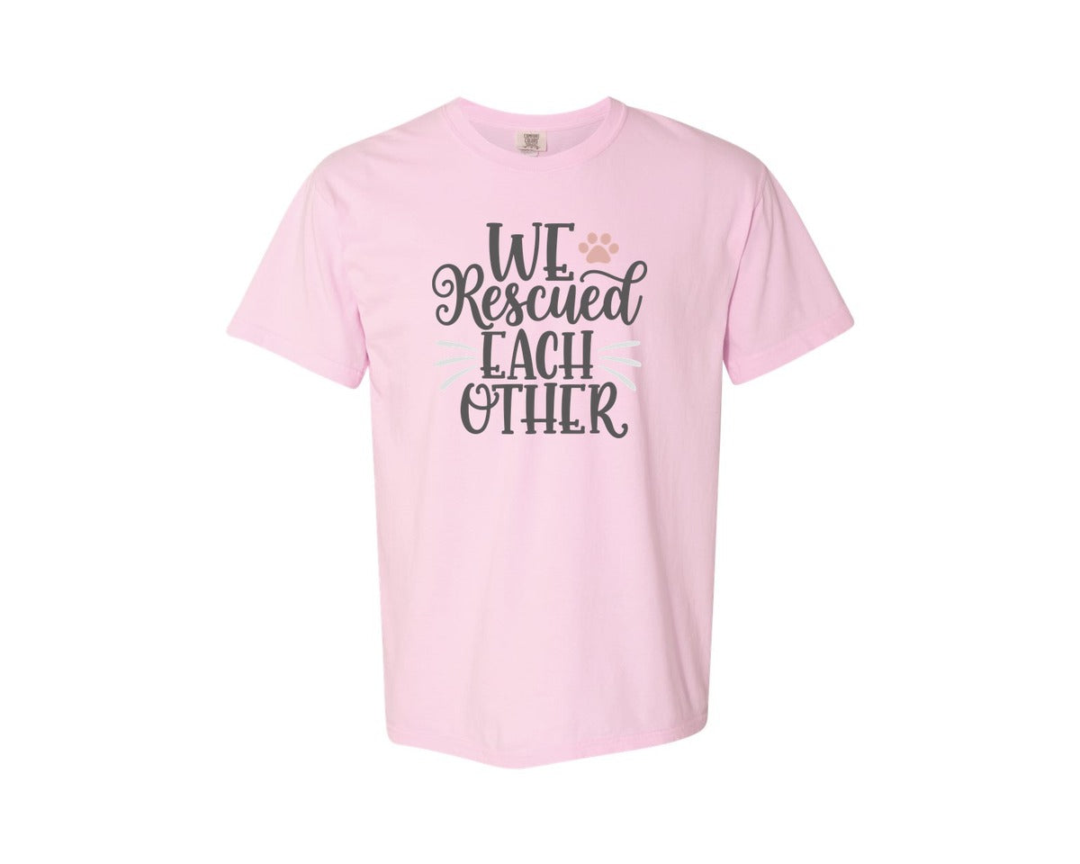 brand:Comfort Colors|color:Blossom|We Rescued Each Other Cute Cat Quote Graphic T-Shirt