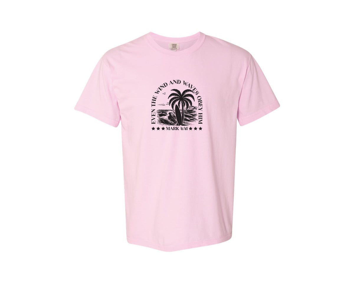 brand:Comfort Colors|color:Blossom|Wind And Waves Obey Him Mark 441 Graphic T-Shirt