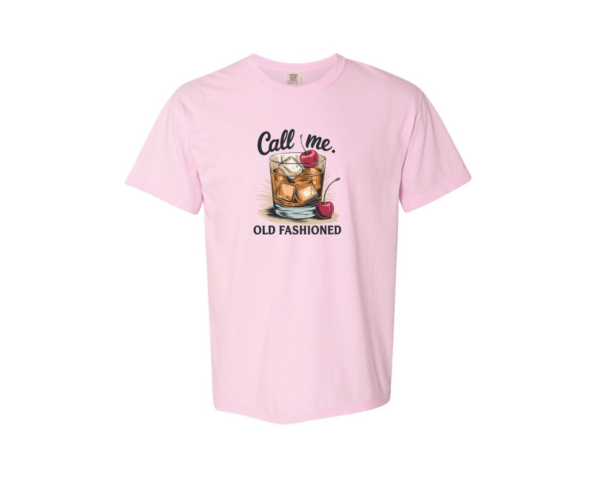 brand:Comfort Colors|color:Blossom|Call Me Old Fashioned Retro Whiskey 2 Graphic T-Shirt