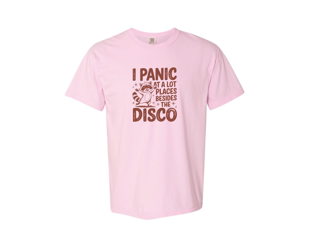 brand:Comfort Colors|color:Blossom|I Panic At Lot Places Besides The Disco 2 Graphic T-Shirt