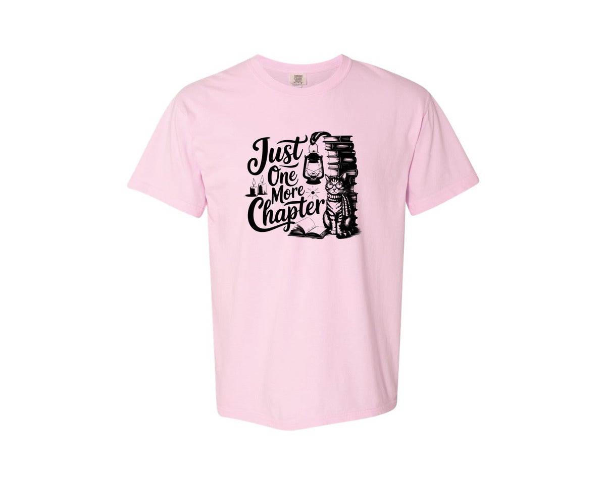 brand:Comfort Colors|color:Blossom|Just One More Chapter T Shirt Design Graphic T-Shirt