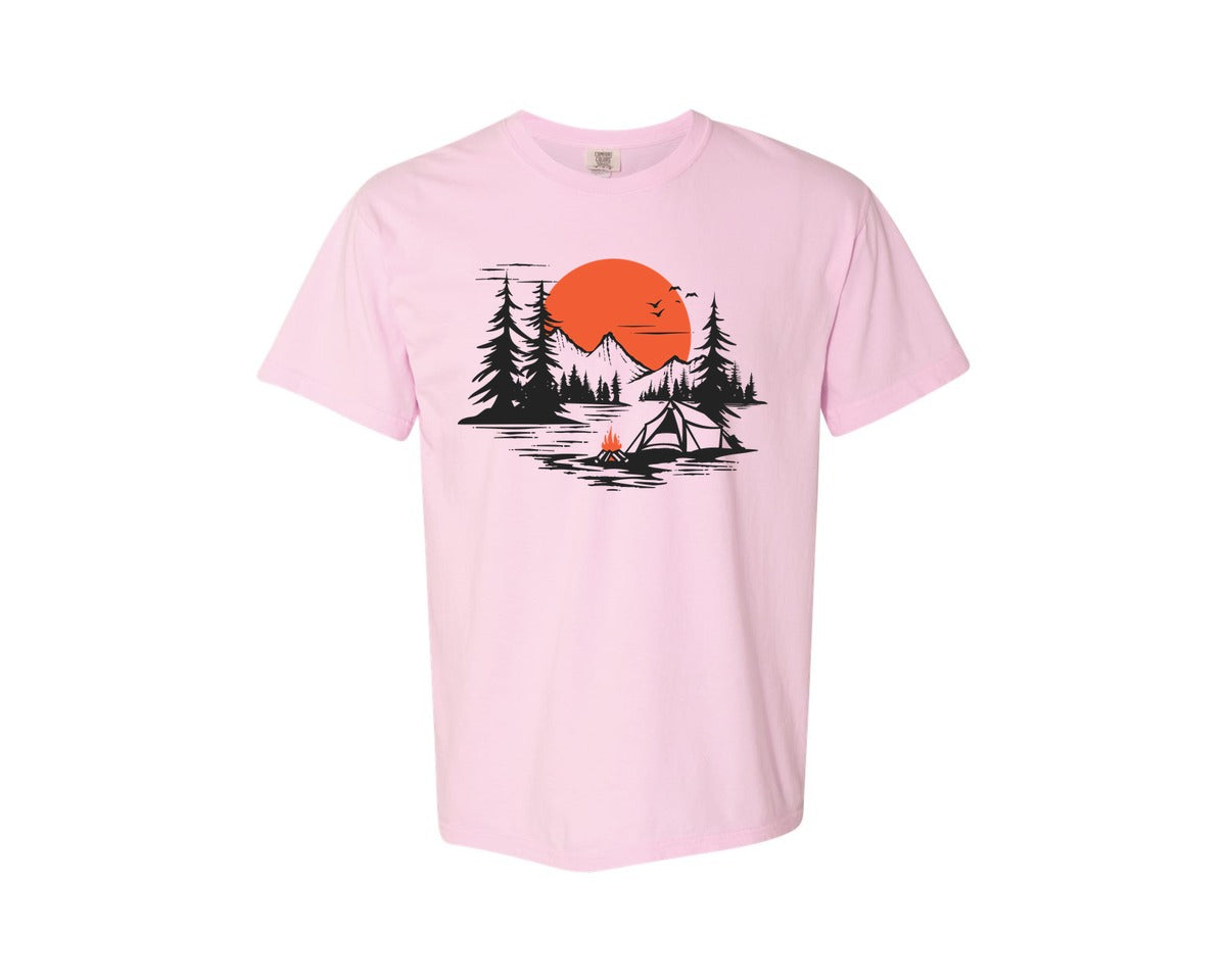 brand:Comfort Colors|color:Blossom|Sunset Camping Adventure T Shirt Design 9 Graphic T-Shirt