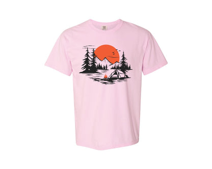 brand:Comfort Colors|color:Blossom|Sunset Camping Adventure T Shirt Design 9 Graphic T-Shirt