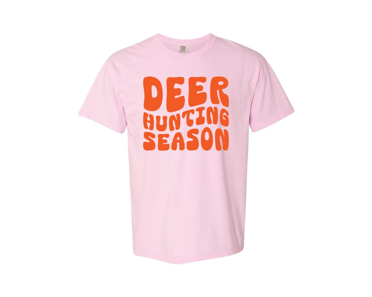 brand:Comfort Colors|color:Blossom|Retro Deer Hunting Season Design 2 Graphic T-Shirt