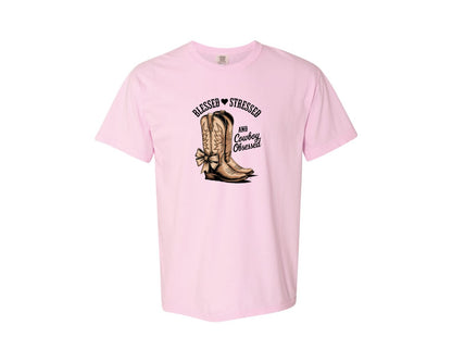 brand:Comfort Colors|color:Blossom|Blessed Stressed Mom Western Mothers Day 2 Graphic T-Shirt