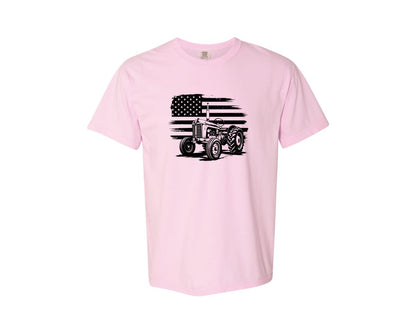 brand:Comfort Colors|color:Blossom|Tractor Flag Vector T Shirt Design Graphic T-Shirt