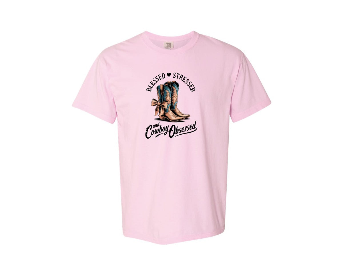 brand:Comfort Colors|color:Blossom|Blessed Stressed Mom Western Mothers Day 3 Graphic T-Shirt