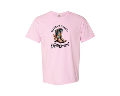 brand:Comfort Colors|color:Blossom|Blessed Stressed Mom Western Mothers Day 3 Graphic T-Shirt